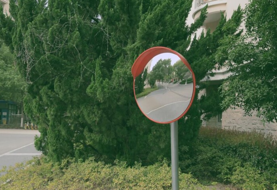 convex mirror in corner
