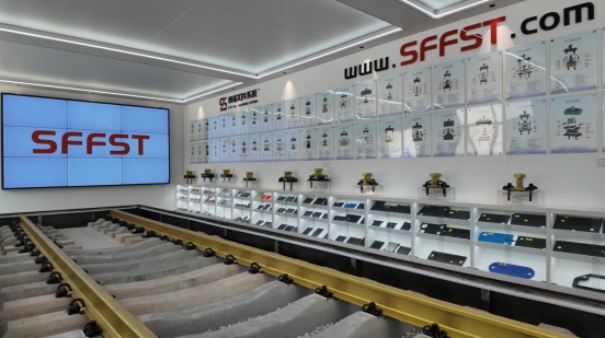 Beyond Fastening: SFFST Expands Its Rail Solutions Portfolio with Three New System Platforms插图 SFFST exhibition hall with railway fastener product display